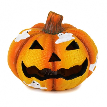 Keramik Halloween Kürbis Gesicht mit bunter LED Beleuchtung Nr. 1, 75 mm