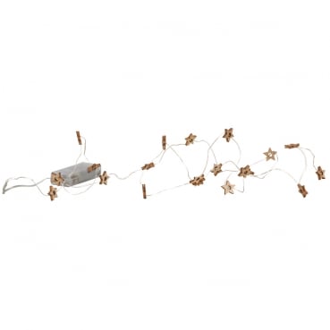 Mini LED Lichterkette mit 20 Holz-Stern-Lämpchen, für Innenräume, 2 Meter Mini LED Lichterkette mit 20 Holz-Stern-Lämpchen, für Innenräume, 2 Meter.