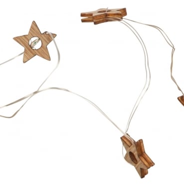 Mini LED Lichterkette mit 20 Holz-Stern-Lämpchen, für Innenräume, 2 Meter Mini LED Lichterkette mit 20 Holz-Stern-Lämpchen, für Innenräume, 2 Meter.