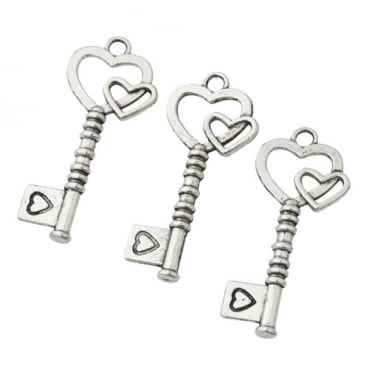 3 Streudeko, Anhänger Schlüssel, Liebe, Hochzeit, 45 mm