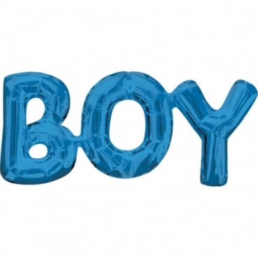 Folien Ballon -Boy-, Babyparty, Taufe in Blau, ohne Helium verwendbar, 50 cm