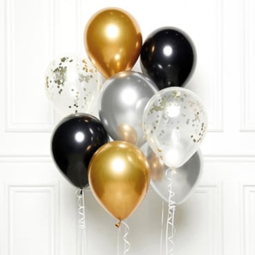 Luftballon Set -Glamour- Geburtstag, Silvester mit Konfetti Ballons