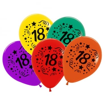 7 Zahlenluftballons 18, Geburtstag, bunt