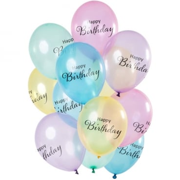 Design Luftballon Set Geburtstag -Happy Birthday- in Pastellfarben