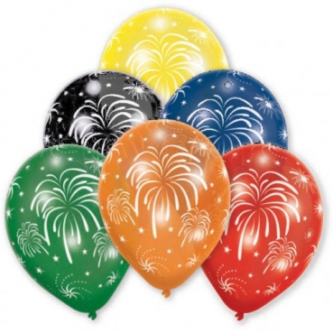 8er Pack Luftballons Silvester Feuerwerk, bunt