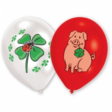 8er Pack Luftballons Glücksbringer Glücksschwein, Marienkäfer