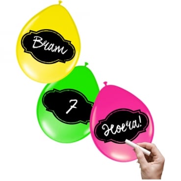 6 Luftballons zum Beschriften in Neonfarben