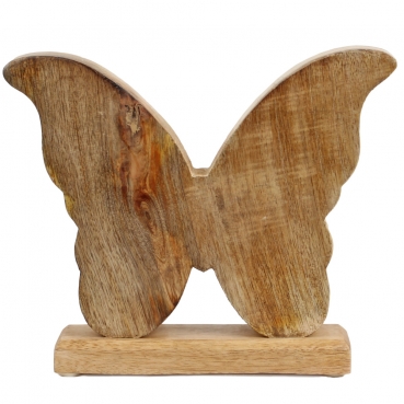 Deko Schmetterling aus Mangoholz, Glanz in Apricot-Orange, 19,5 cm Deko Schmetterling aus Mangoholz, Glanz in Apricot-Orange, 19,5 cm, Rückseite.