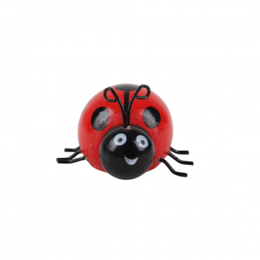Kleiner Holz Marienkäfer mit Metallbeinen und Fühlern, 42 mm.