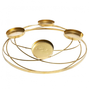 Metall Adventskranz mit 4 Kerzentellern in Gold, 35 cm
