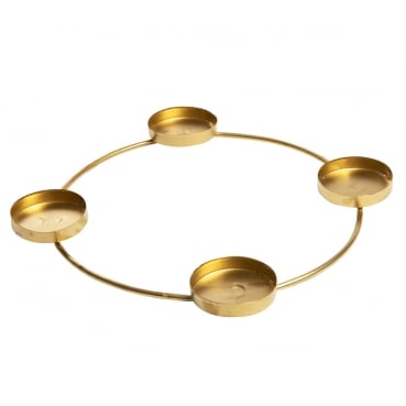 Metall Adventskranz, Ring mit 4 Kerzentellern in Gold, 40 cm
