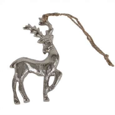 Christbaumschmuck, Geschenkanhänger Metall Hirsch in Antik-Silber, 10 cm