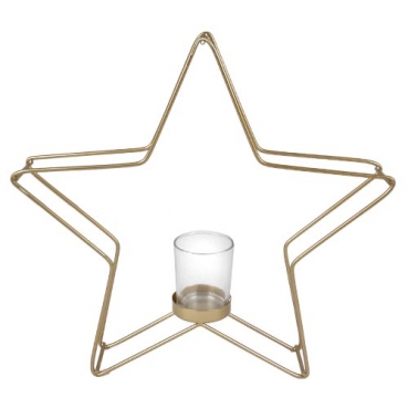 Metall Stern mit Teelichtglas, Weihnachten, Advent, in Gold, 30 cm