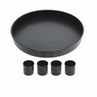 Metall Adventskranz, Tablett mit 4 magnetischen Stabkerzenhaltern in Schwarz, 25 cm.