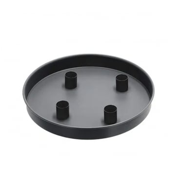Metall Adventskranz, Tablett mit 4 magnetischen Stabkerzenhaltern in Schwarz, 25 cm