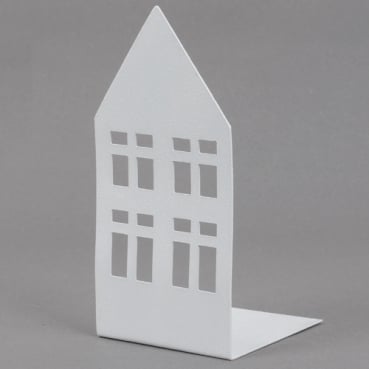Metall Teelichthalter Haus in Weiß, 14 cm