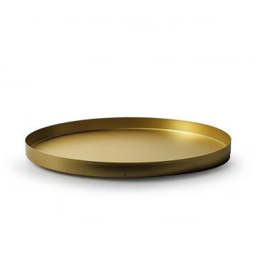 Metalltablett, Kerzenteller, Gesteckunterlage rund in Gold, 31 cm