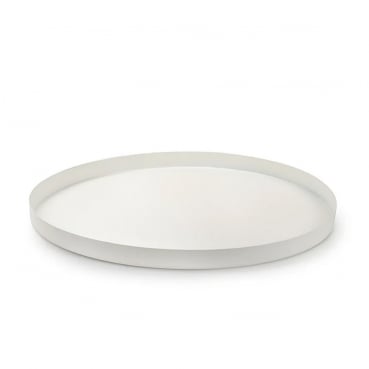 Metalltablett, Kerzenteller, Gesteckunterlage rund in Weiß, 31 cm