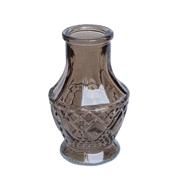 Mini Glas Flaschen Väschen, Vintage in Braun, Nr. 2, 80 mm