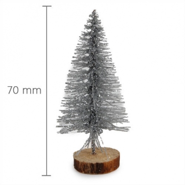 Mini Glitzer Tannenbaum, Weihnachtsdeko in Silber, 70 mm