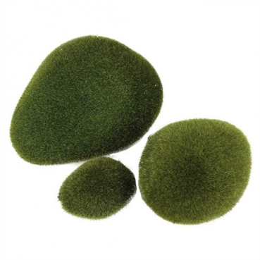 6 Deko Moos Steine, 5 - 11 cm