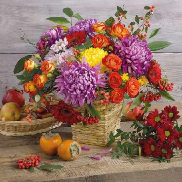20er Pack Servietten Herbst, Blumenstrauß 33 x 33 cm