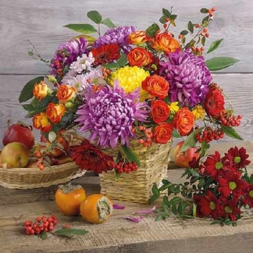 20er Pack Servietten Herbst, Blumenstrauß 33 x 33 cm