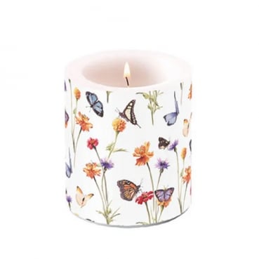 Tischkerze Schmetterlinge, Blumenwiese, 90 mm, 35 h Brenndauer