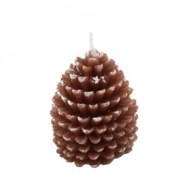 Kleine Kerze Tannenzapfen, Weihnachten in Braun/Weiß, 65 x 60 mm