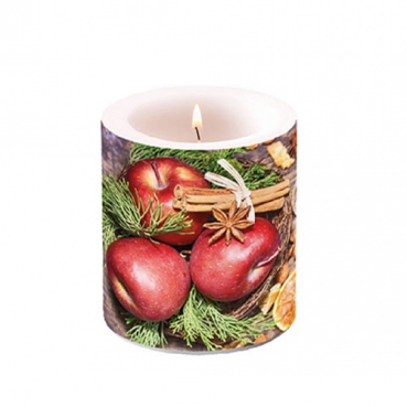 Tischkerze Weihnachten, Bratapfel, Zimtstange, Anis, 90 mm, 35 h Brenndauer