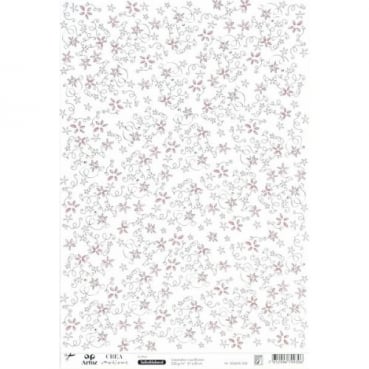A4 Motivpapier Blütenranken, selbstklebend, für Kartengestaltung, Basteln 230gm2