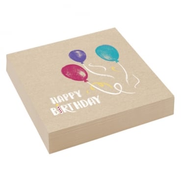 20er Pack Servietten Geburtstag -Happy Birthday- Luftballons, 33 x 33 cm