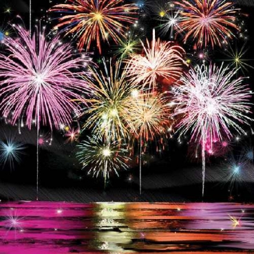 20er Pack Servietten Silvester Feuerwerk, 33 x 33 cm