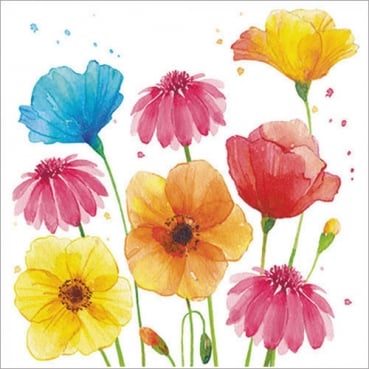 20er Pack Servietten Bunte Sommerblumen, 33 x 33 cm