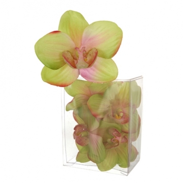 8 Kunst Orchideenblüten in Hellgrün, 70 mm