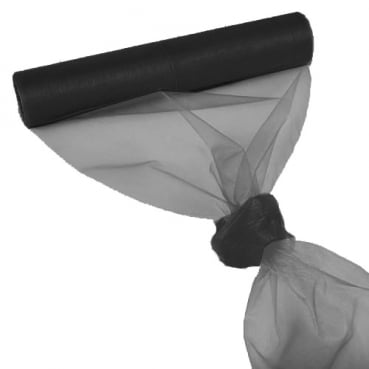 10 Meter Organza Tischläufer in Schwarz, 28 cm