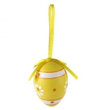 12 Ostereier gemustert zum Aufhängen in Gelb.