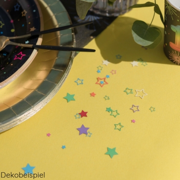 Papier Konfetti Sterne und Punkte, bunt, 5 - 15 mm Dekobeispiel für das Papier Konfetti Sterne und Punkte, bunt, 5 - 15 mm.