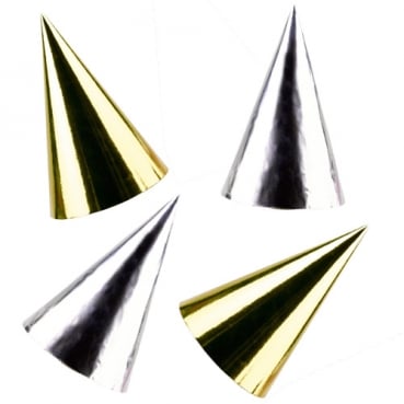 4 Partyhütchen in Silber/Gold metallic