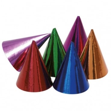 10 Partyhütchen, bunt metallic