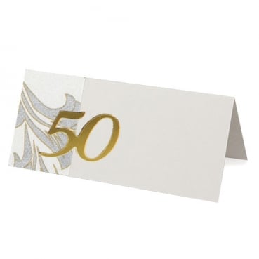 Tischkarte 50. Geburtstag, Goldene Hochzeit, Elegante Ornamente