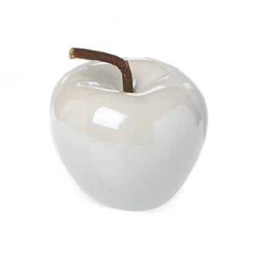 Porzellan Apfel in Hellgrau mit Perlmuttglanz, 75 mm