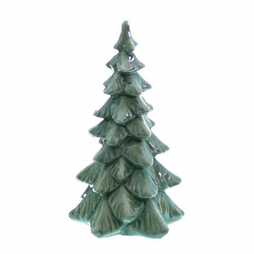 Porzellan Tannenbaum in Dunkelgrün mit Perlmuttglanz, 13 cm