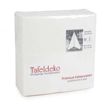 50er Pack Tafeldeko Premium Faltservietten -Weiß auf Weiß-, 40 x 40 cm 50er Pack Tafeldeko Premium Faltservietten in Weiß, 40 x 40 cm.