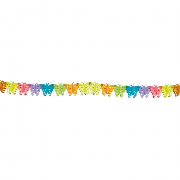 6 Meter Papier Girlande Schmetterlinge, bunt, 15 cm.