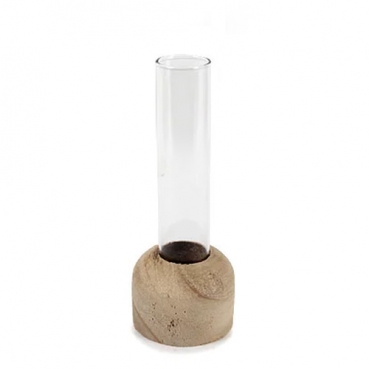 Reagenzglas Väschen kurz, im Holzsockel, 95 mm