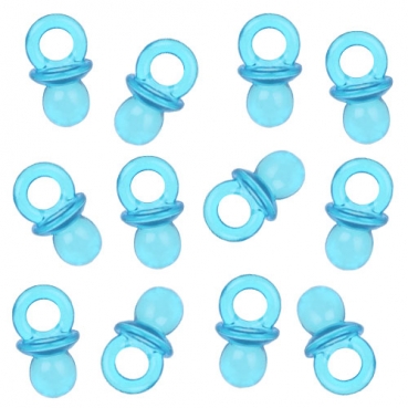 12 Mini Taufe Babyschnuller in Türkis transparent, 20 mm
