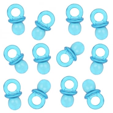 12 Mini Taufe Babyschnuller in Türkis transparent, 20 mm