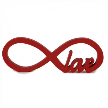 Holz Schriftzug Infinity Love in Rot, 15 cm, für Geldgeschenke