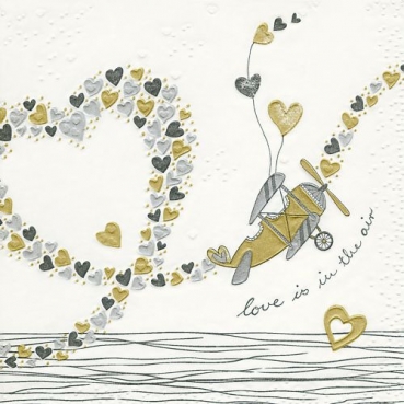 16er Pack Prägeservietten Hochzeit -love is in the air-, 33 x 33 cm
